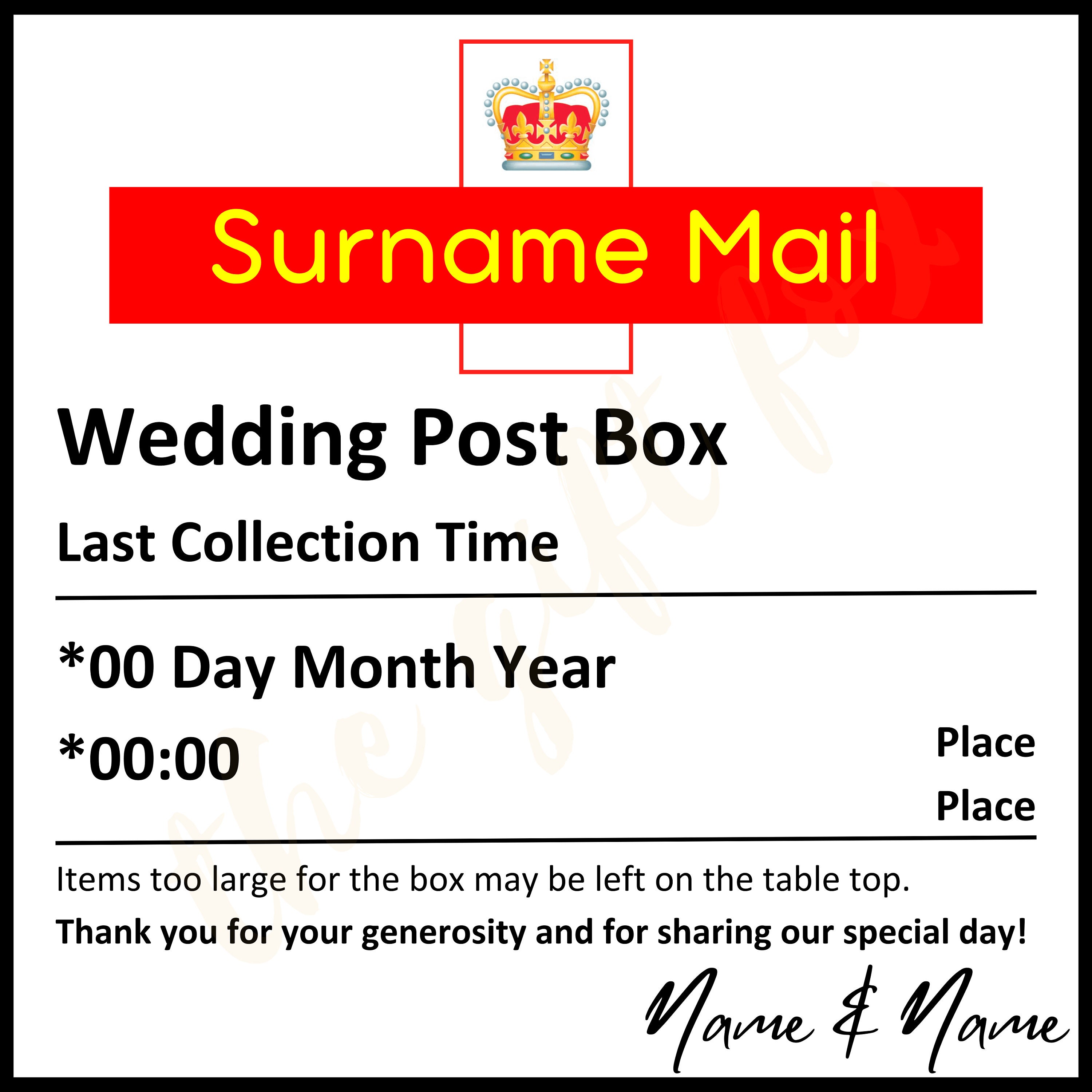 Digital Download Personalised Wedding Cards Post Box - Etsy