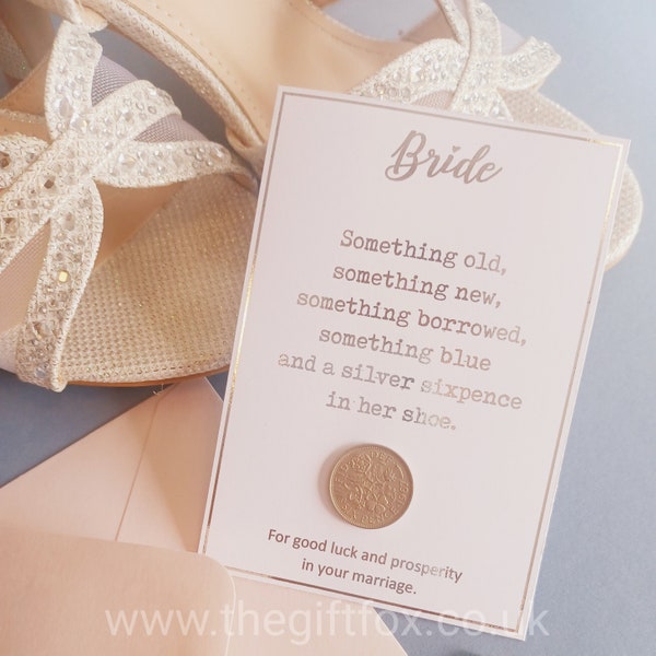 Bride's Lucky Silver Sixpence Poem Card