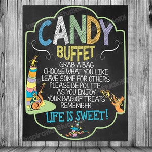 Personalized* Candy Buffet Sign ~ Oh The Places You'll Go Birthday - Chalkboard Poster Sign Banner Party Decoration Printable