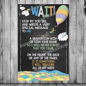 Please Leave a Message Sign ~ Oh The Places You'll Go Graduation - Chalkboard Poster Sign Banner Board Party Decoration Backdrop Printable