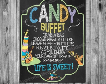 Candy Buffet Sign ~ Oh The Places You&#39;ll Go Birthday - Chalkboard Poster Sign Banner Board Party Decoration Backdrop Printable