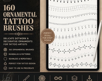 150 Ornamental Tattoo Brush Set