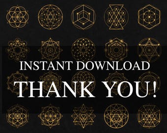 120 Gold Sacred Geometry SVG PNG Bundle: Alchemy & Mandala Designs (Digital File)