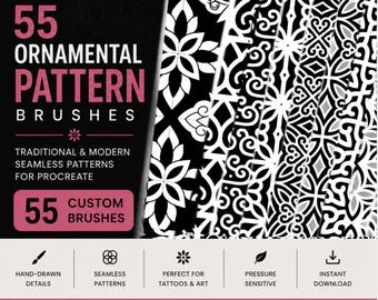 Ornamental Pattern Procreate Brush Set – 55 Seamless Pattern Brushes