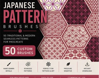 Japanese Pattern Procreate Brush Set — 50 Traditional & Modern Designs