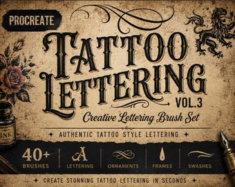 Tattoo Lettering Procreate Brush Set