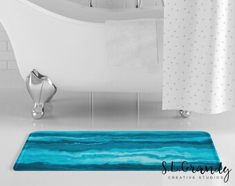 teal bathroom mats