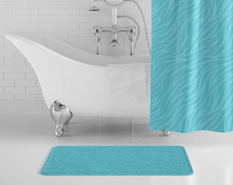 Tapis de bain Capri bleu vagues, tendance des couleurs 2024, décoration de salle de bain bleu aqua, décoration d'intérieur moderne, tapis de bain antidérapant, mousse à mémoire de forme - 2 tailles