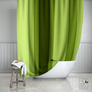 Lime Green Striped Shower Curtain: Modern Bath Decor (71&quot;x74&quot;)