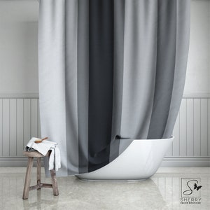 Ash Gray Striped Shower Curtain: Modern Neutral Bathroom Decor