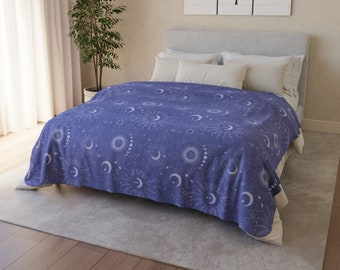 Periwinkle Celestial Fleece Sherpa Blanket, 2024 Color Trend, Lavender Purple Cozy Accent Blanket, Purple Decor, Housewarming Gift