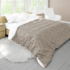 Housse de couette en microfibre à imprimé léopard : literie animal exotique