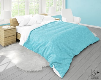 Capri Blue Waves Microfiber Duvet Cover & Pillow Sham (Sold Separately) Aqua Blue Bedding, White Lining - Twin, Twin XL, Queen, King