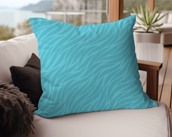 Capri Blue Waves Outdoor Pillow, UV Resistant Polyester Patio Furniture Cushion, Waterproof for Garden and Outdoor Living, 2024 Color Trend