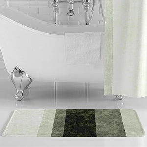 Sage Stripes Bath Mat, Dark Green Bathroom Decor, Green Striped Bathroom Decor, Sage Green Decor, Non-Slip Bath Rug