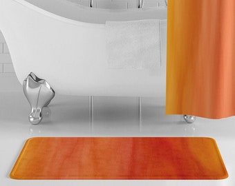 Orange Color Wash Bath Mat, Colorful Paint Streaks Bathroom Decor, Abstract Watercolor Non-Slip Bath Rug, Memory Foam