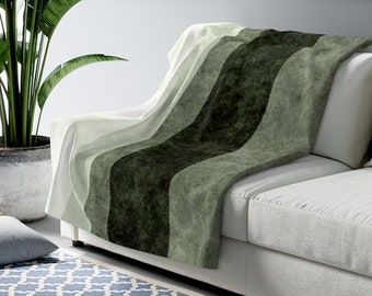 Sage Stripes Sherpa Fleece Blanket Dark Green Sherpa Throw Blanket Cozy Accent Blanket Striped Decor Green Decor Housewarming Gift Etsy