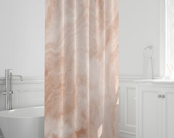 peach and gray shower curtain