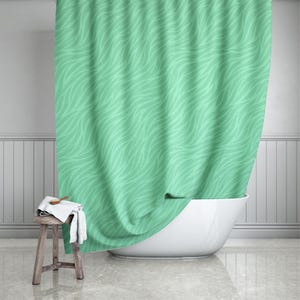 Green Waves Shower Curtain: Carnival Glass Style, Modern Bathroom Decor