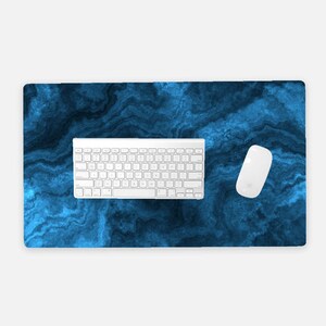 Sapphire Marble Desk Mat, Blue Marble Desk Pad, Desk Accessory, Marble ...