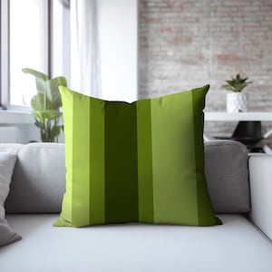 Lime Stripes Faux Suede Pillow Cover, Modern Design, Bright Green Microfiber Accent Throw Pillow, Double Sided Print - COVER ONLY