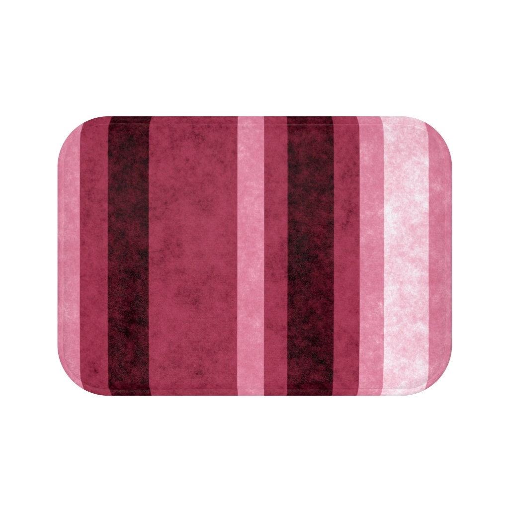 Rose Stripes Bath Mat Pink Bathroom Decor Striped Bathroom Etsy