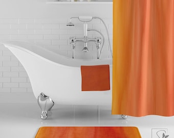 Orange Watercolor Wash Bath Mat: Microfiber Non-Slip Bath Rug