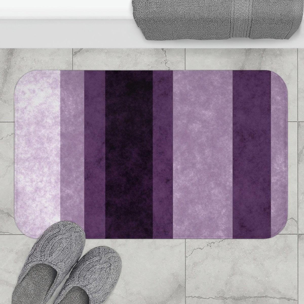  Buganda Microfiber Striped Bathroom Rugs Bath Mat