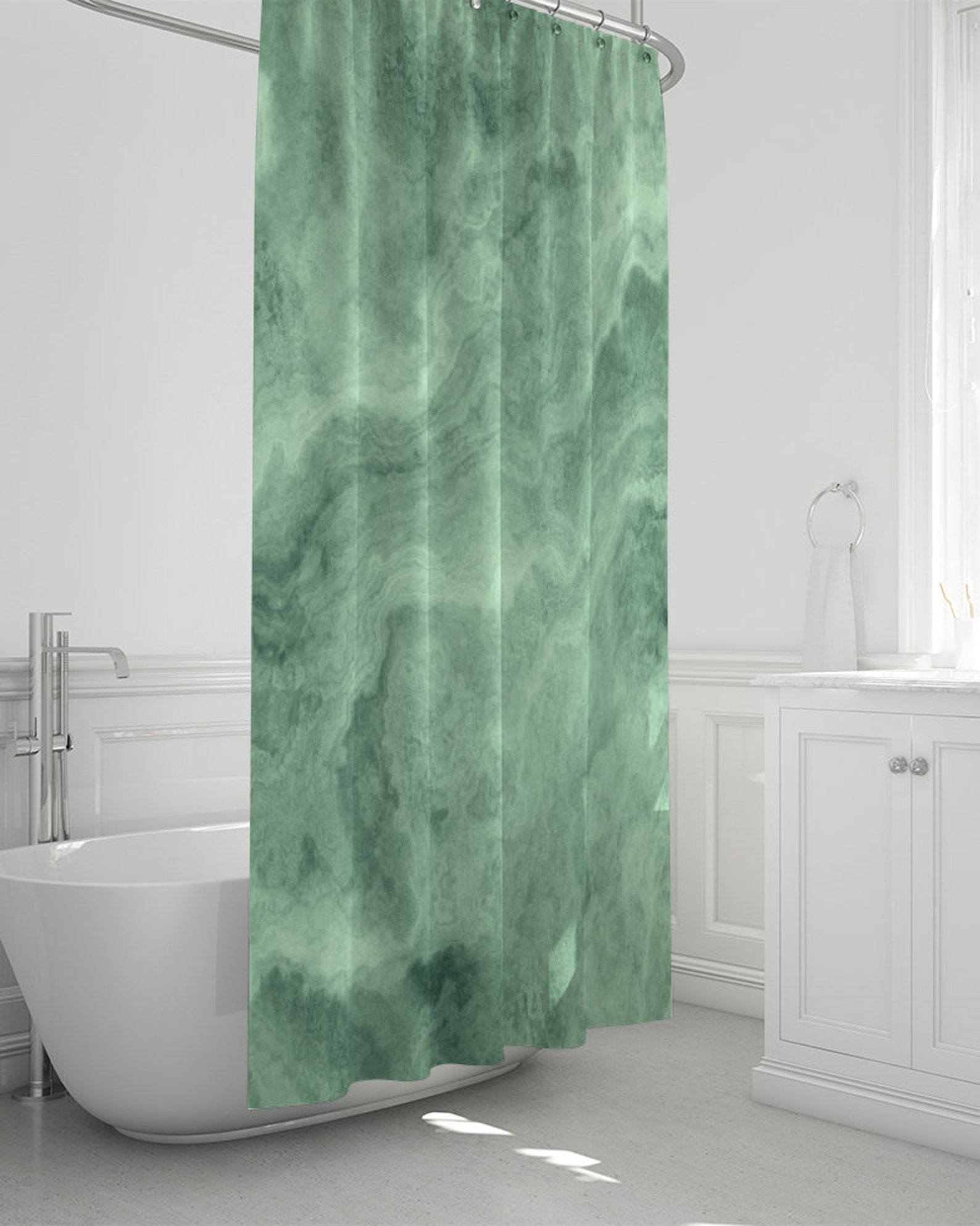 Green Marble Shower Curtain 71x74 Green Marble Etsy