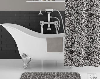 Badmat met sneeuwluipaardprint: microvezel antislip badkamertapijt