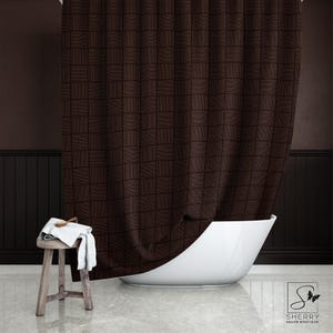 Chocolate Lines Shower Curtain: Modern Geometric Bathroom Decor