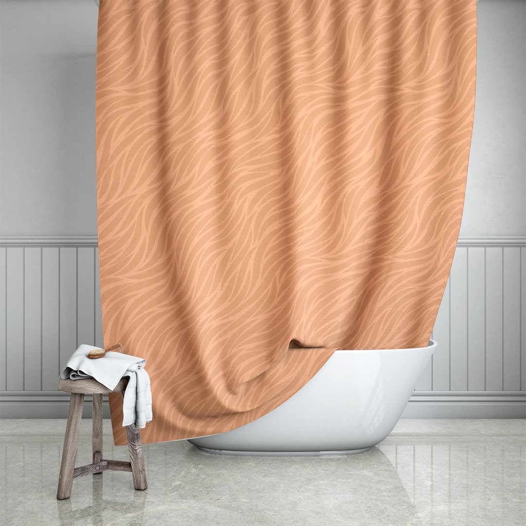 Peach Waves Shower Curtain 2024 Color Trend Light Orange Etsy