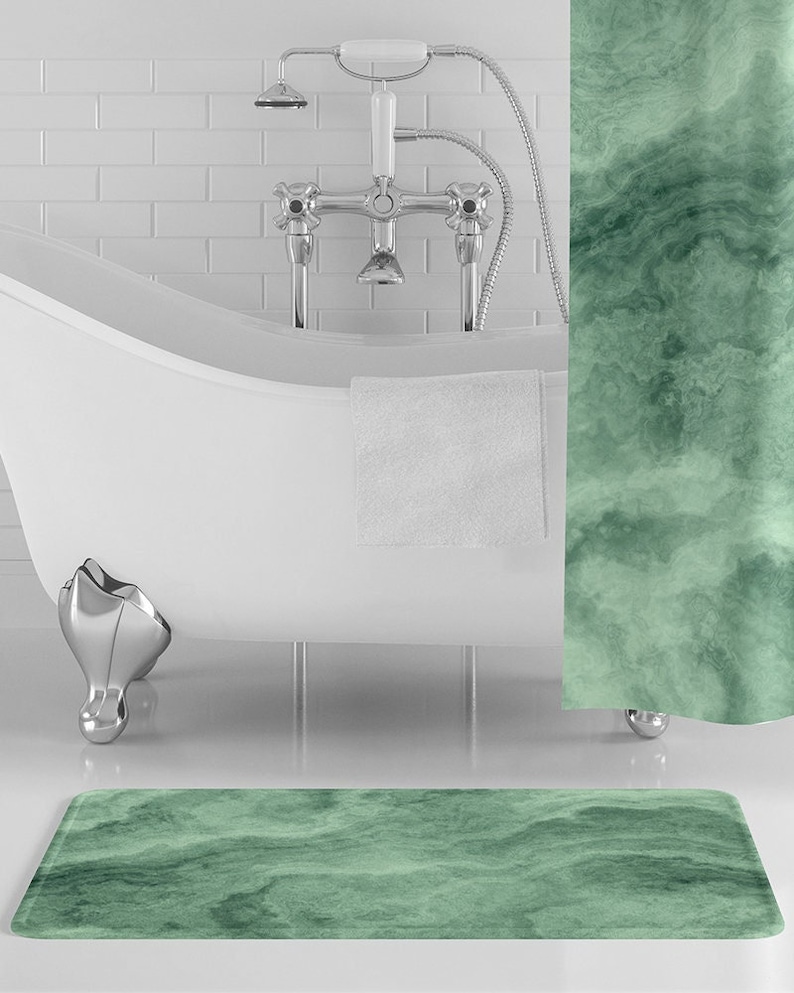 Green Marble Bath Mat Light Green Marble Bathroom Decor Etsy