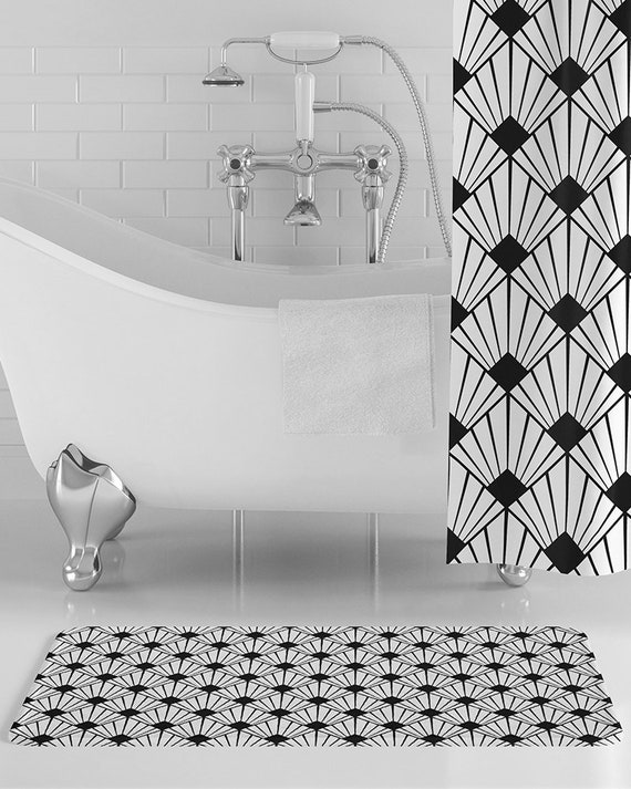 Black and sale white bath mat