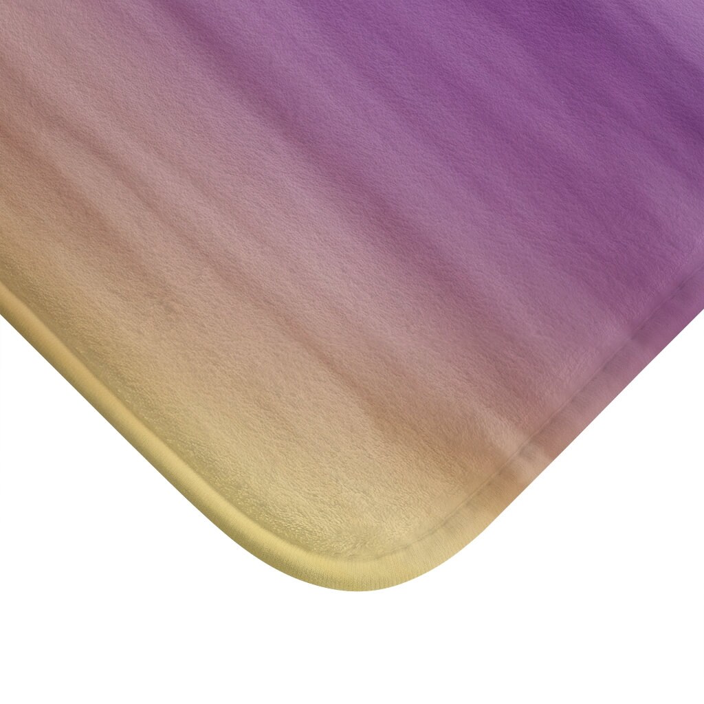 Purple & Yellow Color Wash Bath Mat Colorful Paint Streaks Etsy