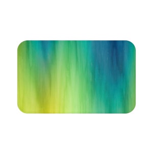 Blue Green & Yellow Color Wash Bath Mat Colorful Paint - Etsy