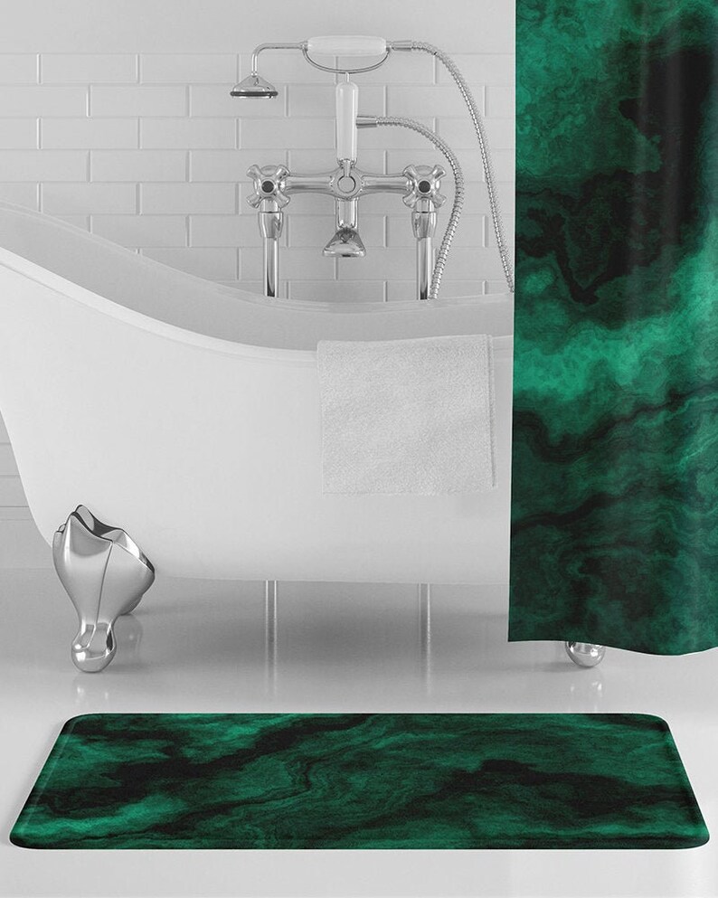 Emerald Marble Bath Mat Dark Green Marble Bathroom Decor Etsy