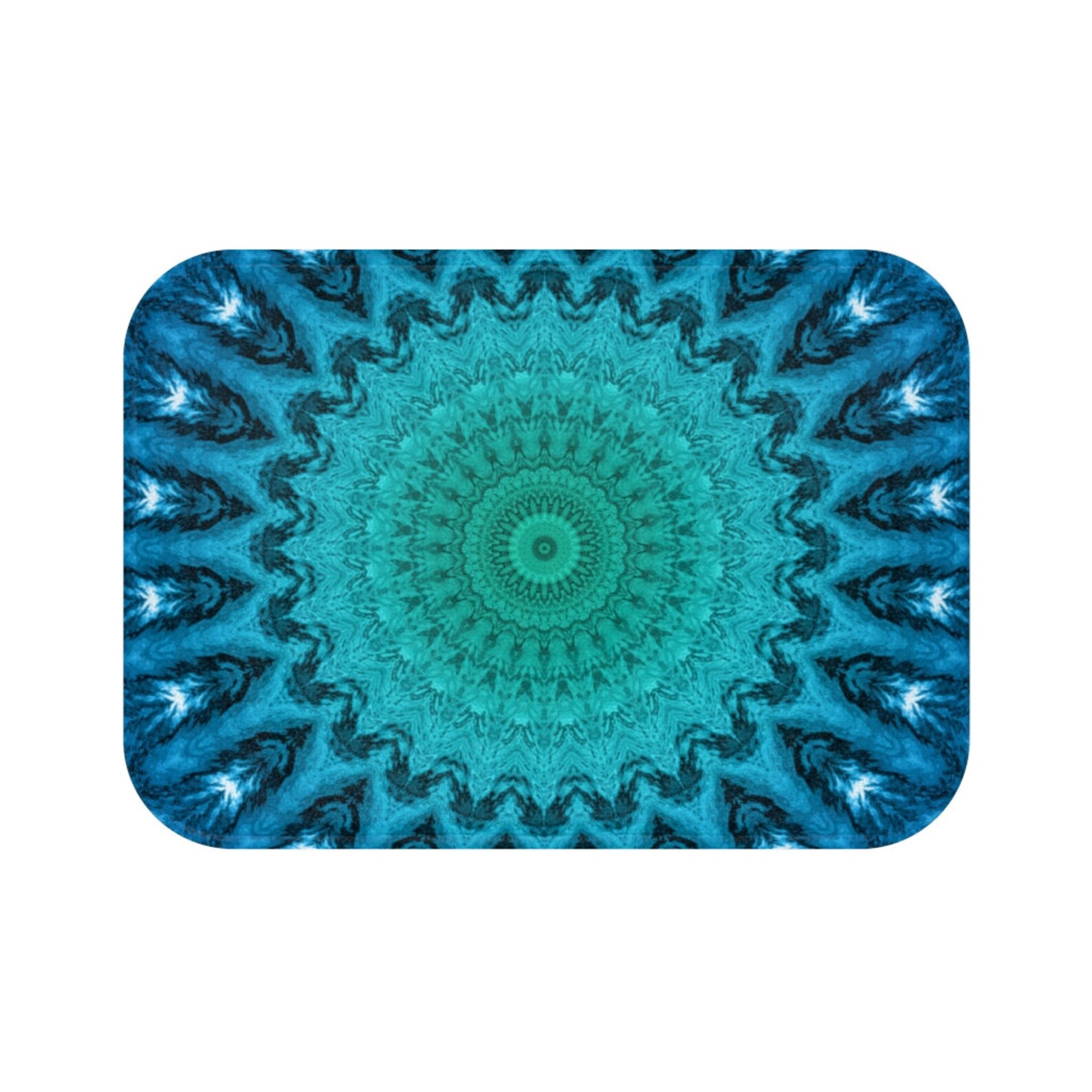 Aqua Mandala Bath Mat Blue Bathroom Decor Mandala Bathroom Etsy