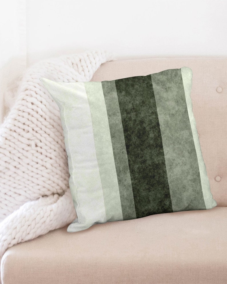 Sage Stripes Throw Pillow Cover Decorative Dark Green Etsy