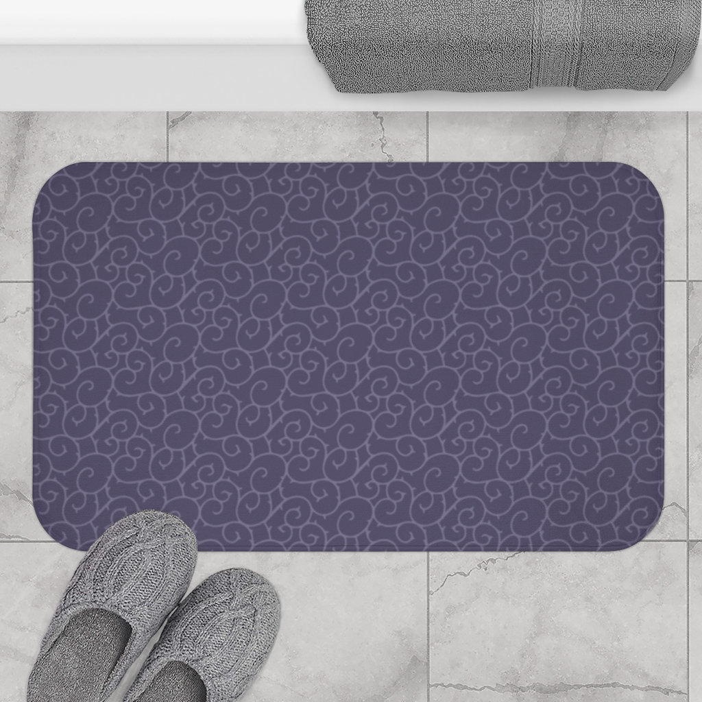 Lilac Swirls Bath Mat Purple Bathroom Decor Purple Bath Rug Etsy