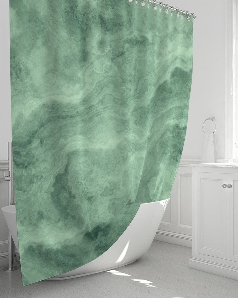 Green Marble Shower Curtain 71x74 Green Marble Etsy