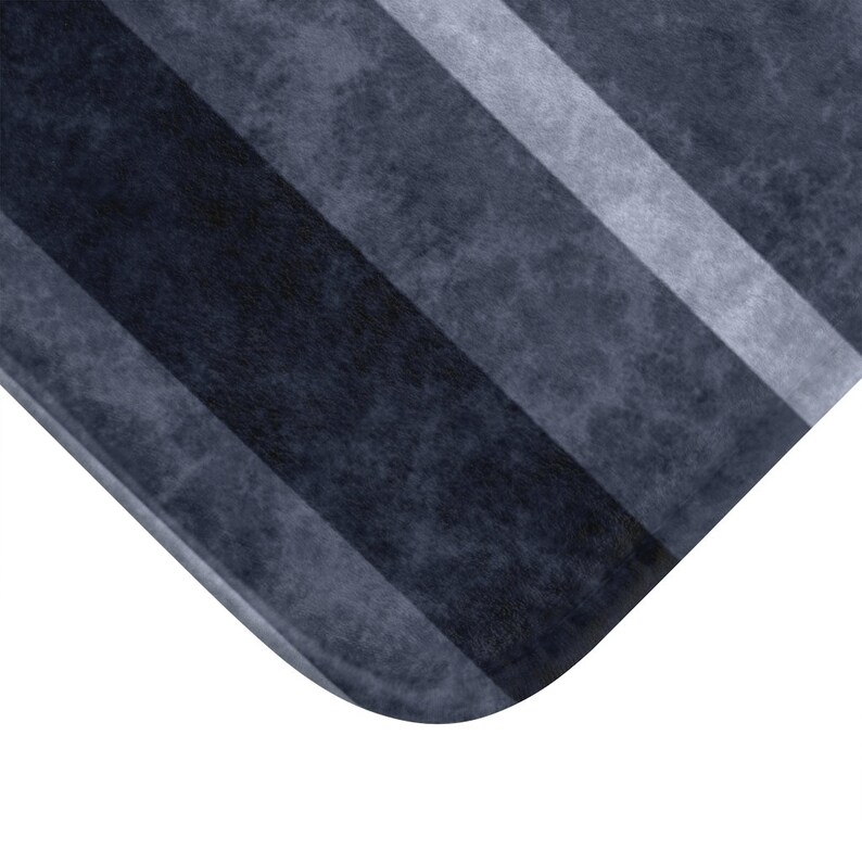 Navy Stripes Bath Mat Dark Blue Bathroom Decor Blue Striped Etsy