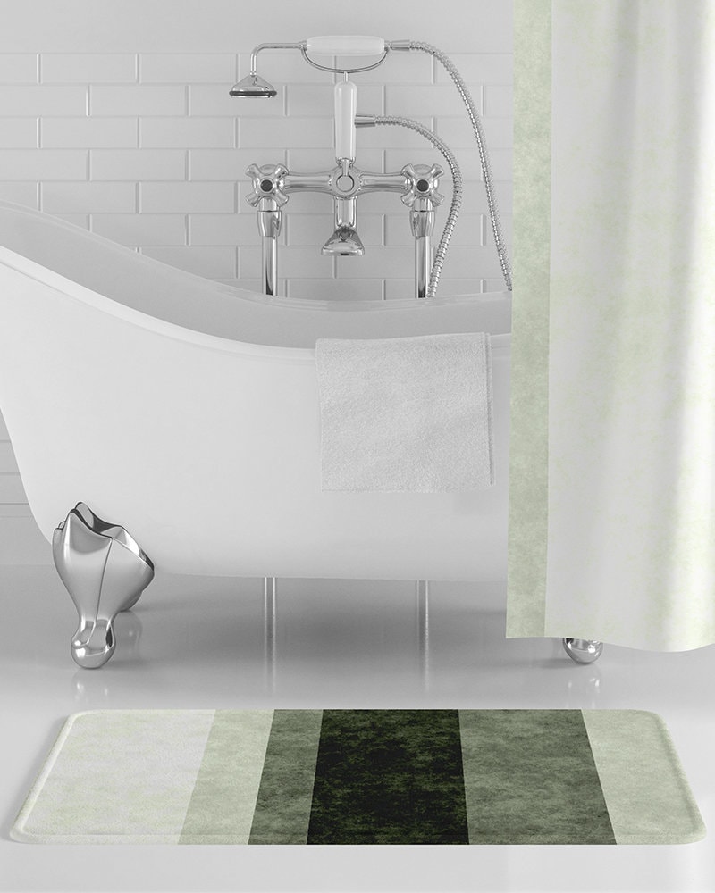 Sage Stripes Bath Mat Dark Green Bathroom Decor Green - Etsy
