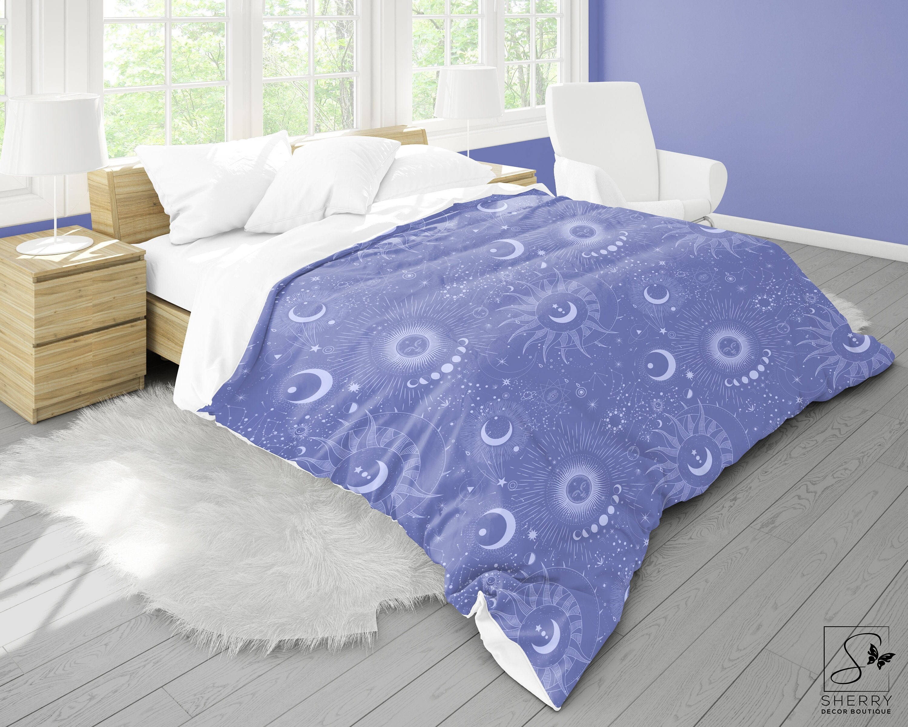 Zon en maan stof, katoen met een metallic print