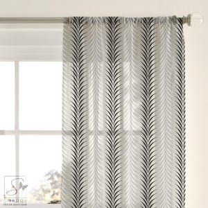 Ivory Chevron Sheer Curtain: Modern Stripe Window Panel