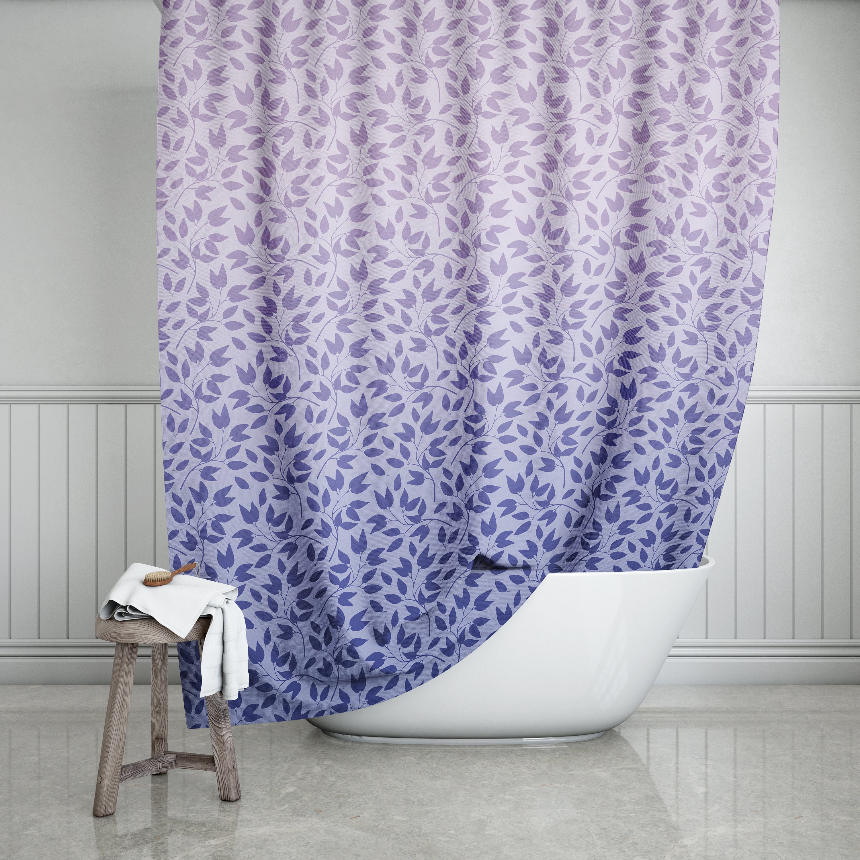 Nice Lavender Light Purple Floral Fabric Shower Curtain Farmhouse Boho Chic 