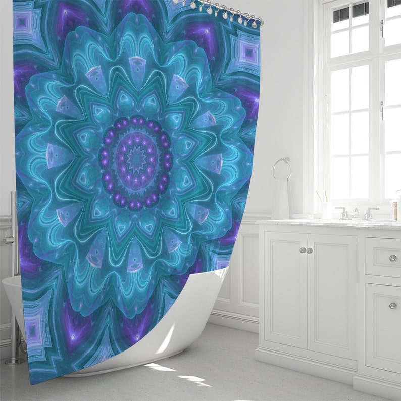 teal bathroom shower curtain