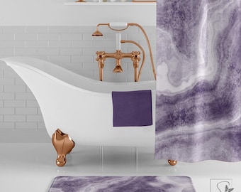 Amethyst Marble Bath Mat: Purple Geode Bathroom Decor