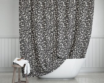Cute Leopard Animal on Dark Waterproof Fabric Bathroom Shower Curtains 71" 