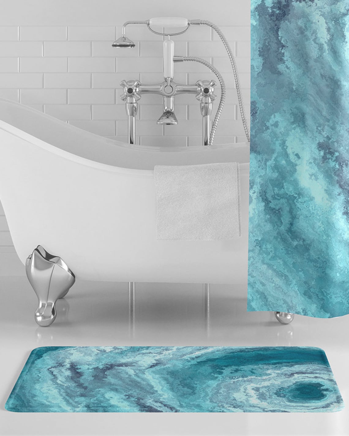 Aqua Blue Agate Bath Mat Blue Bathroom Decor Gemstone Etsy